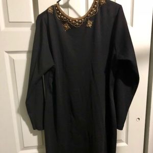 Vintage Wool Blend Black Knit Dress W 